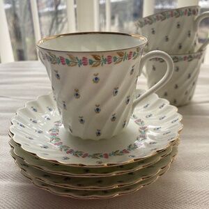 Bone Chine TWIST TEA cup.and saucer  TINY BLUE BERRIES